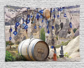 

Picturesque Landscape with Evil Eyes on a Tree Cappadocia Turkey Anatolian Culture Custom