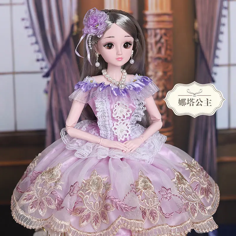 60 см девочка кукла игрушки для детей Мода DIY подвижная шарнирная кукла принцессы с платьем набор игрушка на день рождения макияж детский подарок - Цвет: 4