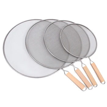 

4PCS Oil Grease Splatter Sn Stainless Steel Grease Splatter Guard for Frying Pan Tools 21cm/25cm/29cm/33cm