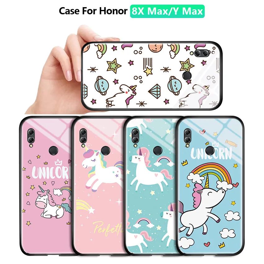 Чехол для Huawei Honor 8X MAX Y Max Enjoy с милым мультяшным розовым единорогом ударопрочный