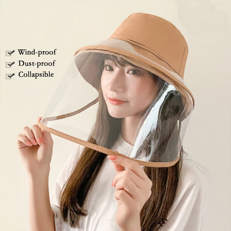 

JULS'S DOSAC Women Fisherman's Hat Prevent Droplets Transparent Removable Mask Korean Style Sunhat Casual Fisherman's Hat Dust