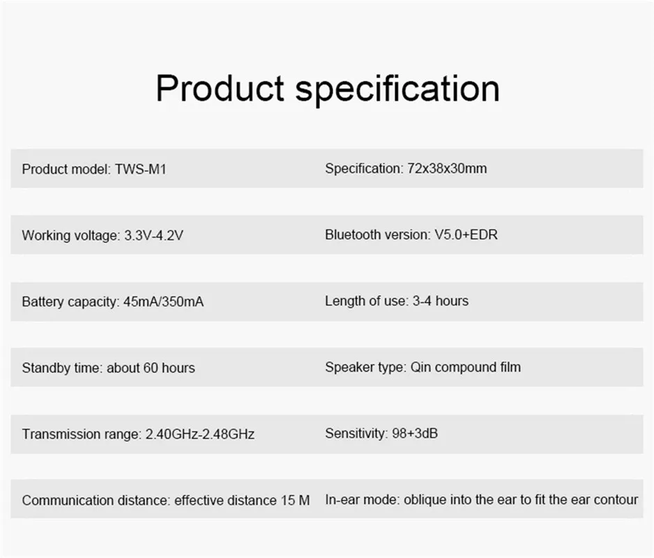 VOBERRY TWS BT5.0 Беспроводные Наушники Hi-Fi стерео с зарядным устройством