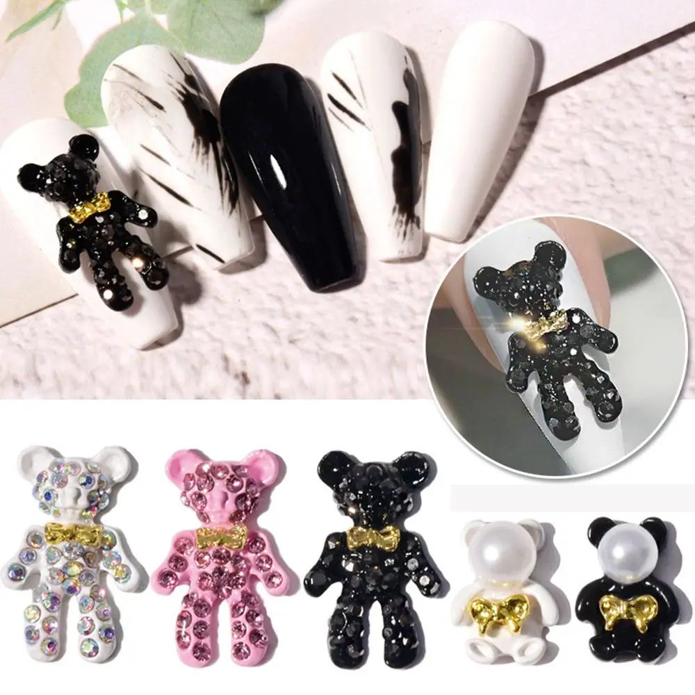 1PC Charm DIY Nail Art Decorations 2 Styles Manicure Tips Ornament Bear Shape Gems 3D Rhinestone | Красота и здоровье