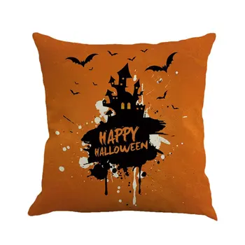

Novel Halloween Pumpkin Printed Cushion Cover Cotton Linen Throw Pillow Case Car Home Decoration Special Festival Gift