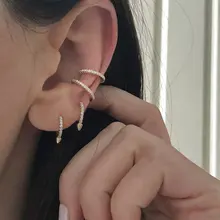 Элегантный женский Кристалл Круглый фианит манжета красочные ухо манжеты обертывание клип хряща серьги серебро 925 пробы искусственный пирсинг ювелирные изделия