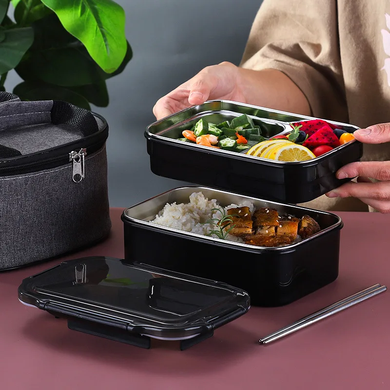 Stainless steel double layer lunch box with handle, portable single layer  student office worker lunch box bento box lunch box - AliExpress