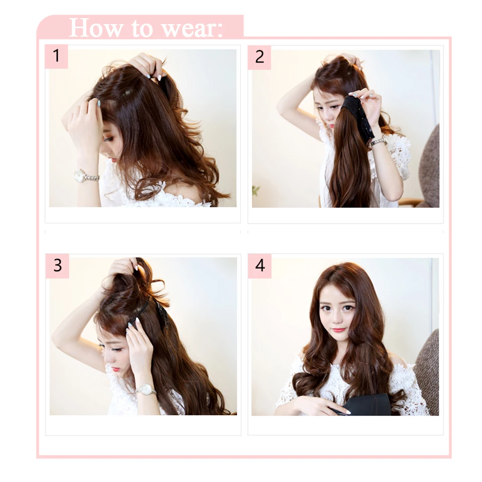 MEIFAN Long Clip in One Piece Hair Extensions Natural Hair piece 3/4 Head False Hairpieces on Hairpin Headwear Hair Accessories