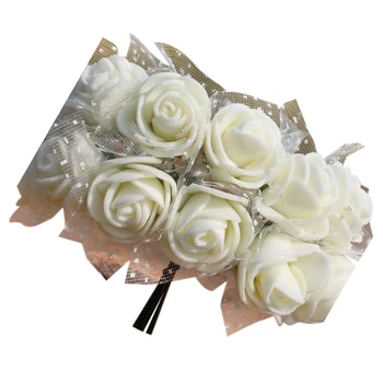 

New 144pcs/lot 2cm DIY PE artificial flowers rose head with mesh Wedding Home decorative artificial flowers bouquet accessories(