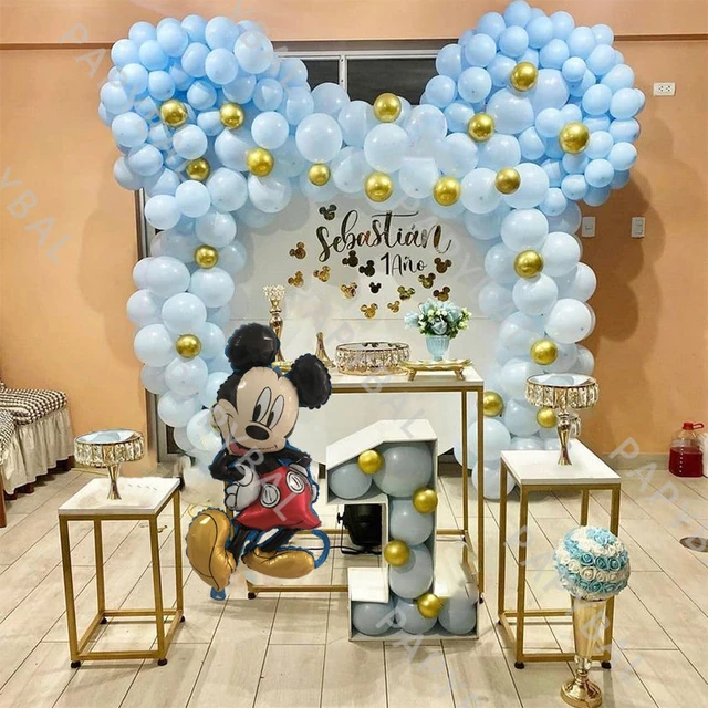 Décorations de fête d'anniversaire Disney Mickey Mouse pour enfants,  ballons, bannières en tissu en feutre, fournitures de drapeau pour fête d' anniversaire pour bébé - AliExpress