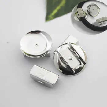 

10set Hair Band Base Setting 18mm Cabochon Base Holder fit Elastic Band Rope Hairpin for DIY Jewelry Making Findings Accessories