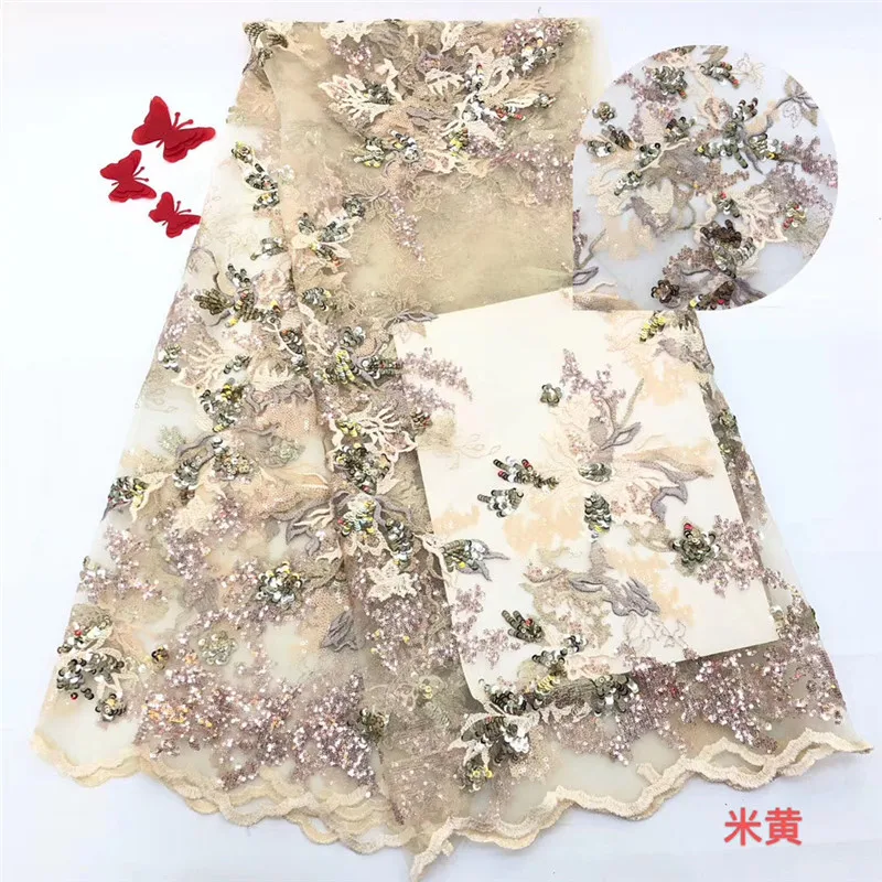 

Guipure Embroidery Lace Fabric On Sale Gold Sequin Fabric Material Mesh Polyester African Clothes Gold Sequin Lace DHL Fastest
