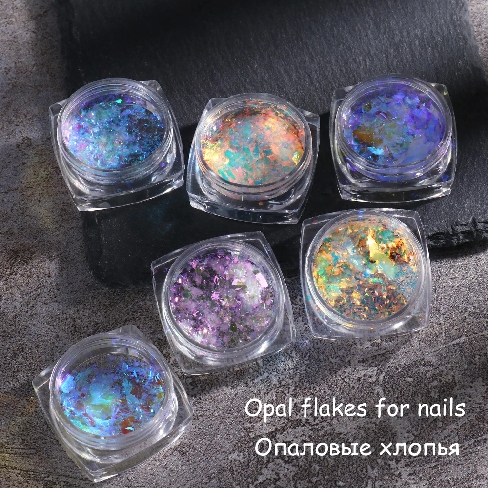 1Box Chameleon Nail Flakes Chrome Powder Fire Crystal Opal Flakes Gold Leaf  For Nail Aluminum Foil Glitter Manicure Decor *Yuki* - AliExpress