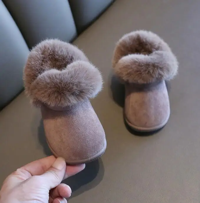 Зимние Детские модные зимние ботинки; толстая детская хлопковая обувь; теплые плюшевые короткие ботинки с мягкой подошвой для девочек; лыжные ботинки; ботинки для малышей