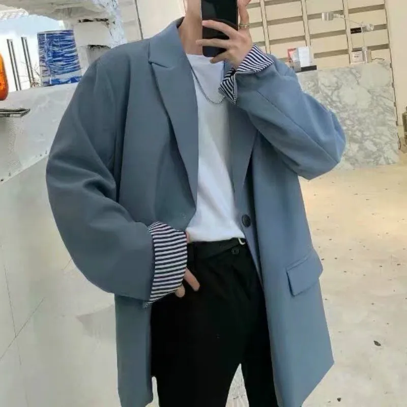 Blazers Men Loose All-match Simple Korean Leisure British-style Trendy Suit-top