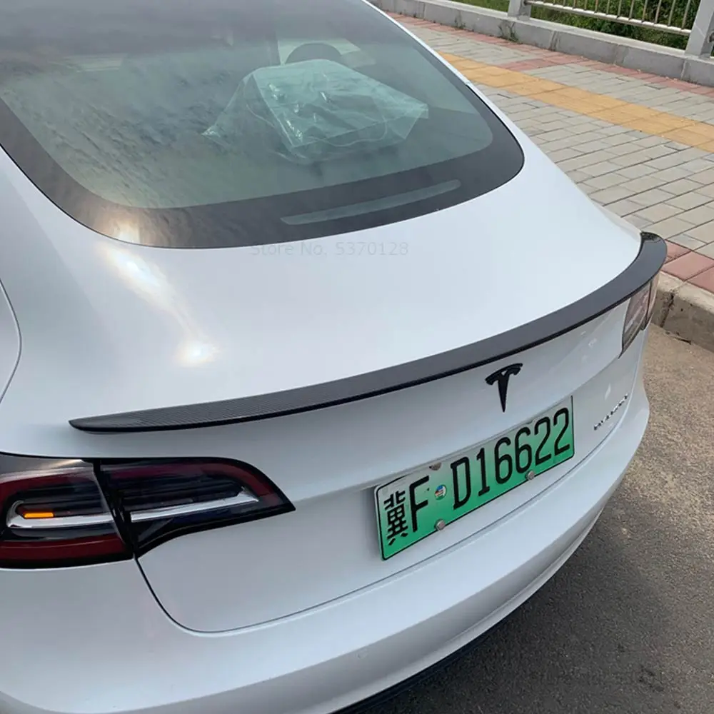 Для Tesla модель 3 Высокое качество Спойлер из углеродного волокна задний багажник спойлер заднего крыла украшение автомобиля стиль 1 шт