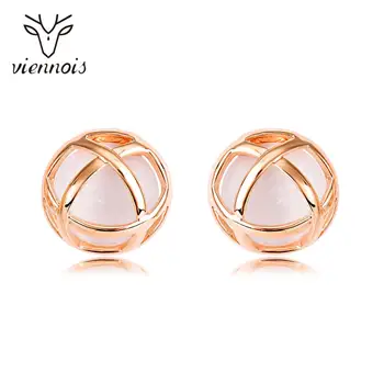 

Viennois Classic Korean Geometric Hollow Out Opal Stud Earrings Colorful Stud Earrings For Women Fashion Jewelry Korean Style