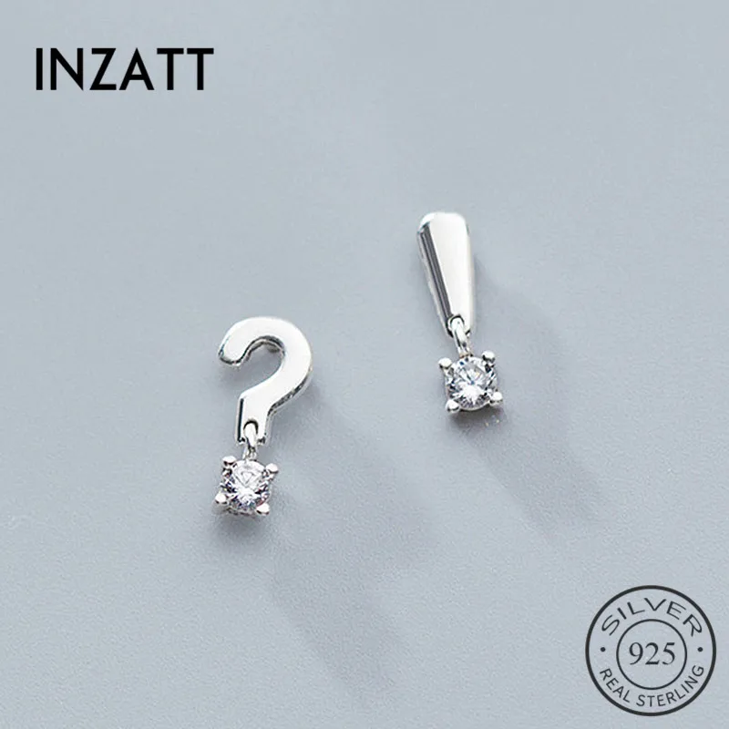 INZATT Real 925 Sterling Silver Unique Zircon Stud Earrings For Fashion Women Party Fine Jewelry Minimalist Accessories Gift