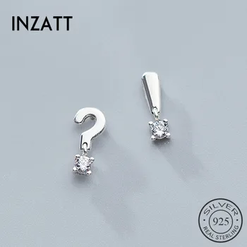 

INZATT Real 925 Sterling Silver Unique Zircon Stud Earrings For Fashion Women Party Fine Jewelry Minimalist Accessories Gift