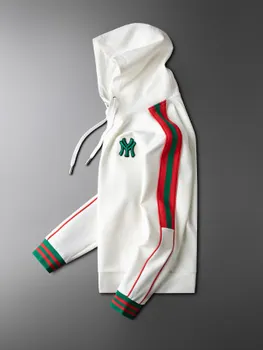 

Sports and leisure sweater hooded jacket striped contrast color slim 2020 fashion trend wild shirt