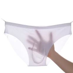 2021 New Men's Ice Silk Fabric 3DU Type Refreshing Quick-drying Transparent Sexy Seamless Waist Breathable and Dry Men's Briefs