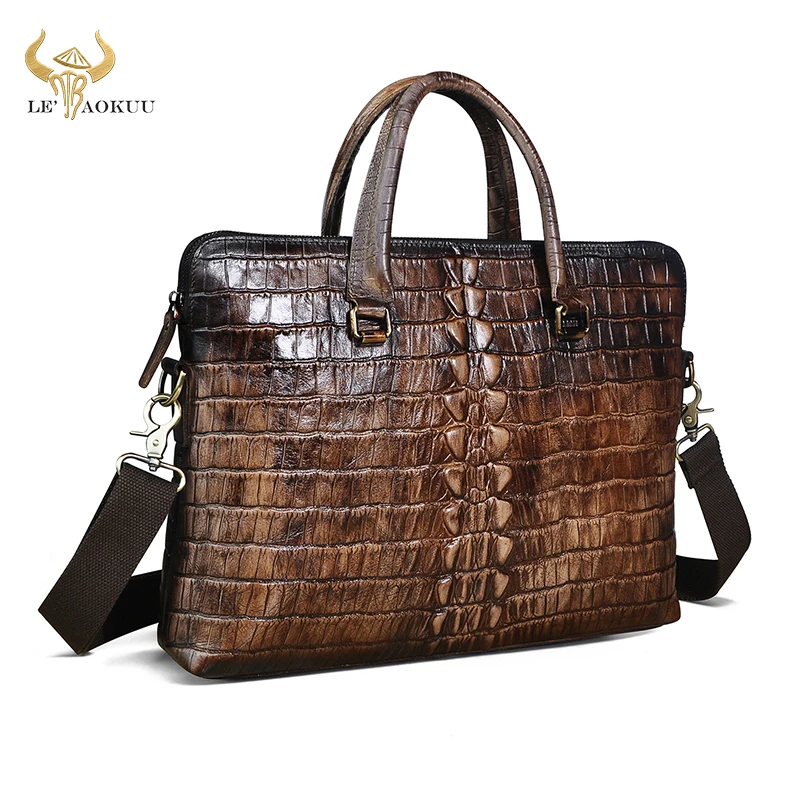 Men Cow Real Leather Coffee Designer Business Briefcase Fashion 16 Laptop Travel Bag Case Attache Messenger Bag Portfolio 7241