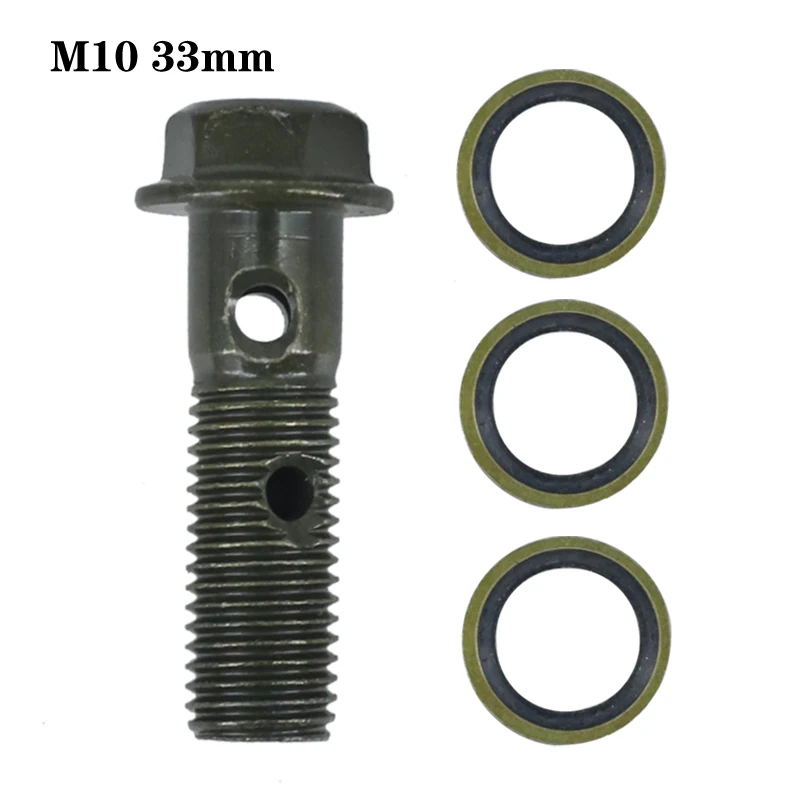 Chrome M10x1.25 Double Banjo Bolt Motorcycle Drain Oil Screw long bolt Brake Caliper banjo bolt Brake hose Caliper Master motorcycle bolt screws