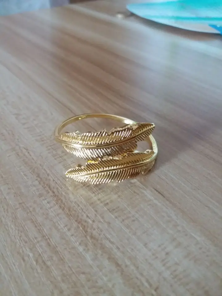 6 шт. сплав золото и серебро перо кольцо для салфетки Пряжка салфетка металлическое кольцо ткань кольцо