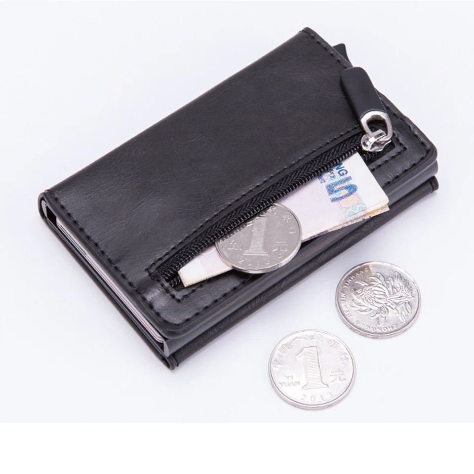 Oswego модный держатель для кредитных карт алюминиевая карточка коробка кошелек Кошельки Мини RFID искусственная кожа Автоматический чехол для банковских карт тонкий унисекс