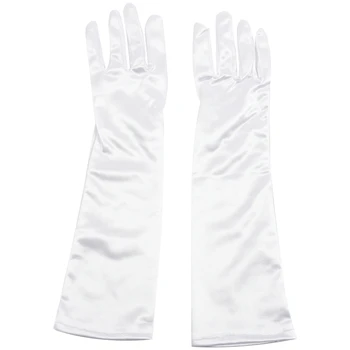 

White Ladies Long Satin Evening Party Gloves Fancy Dress Wedding Prom Cocktail