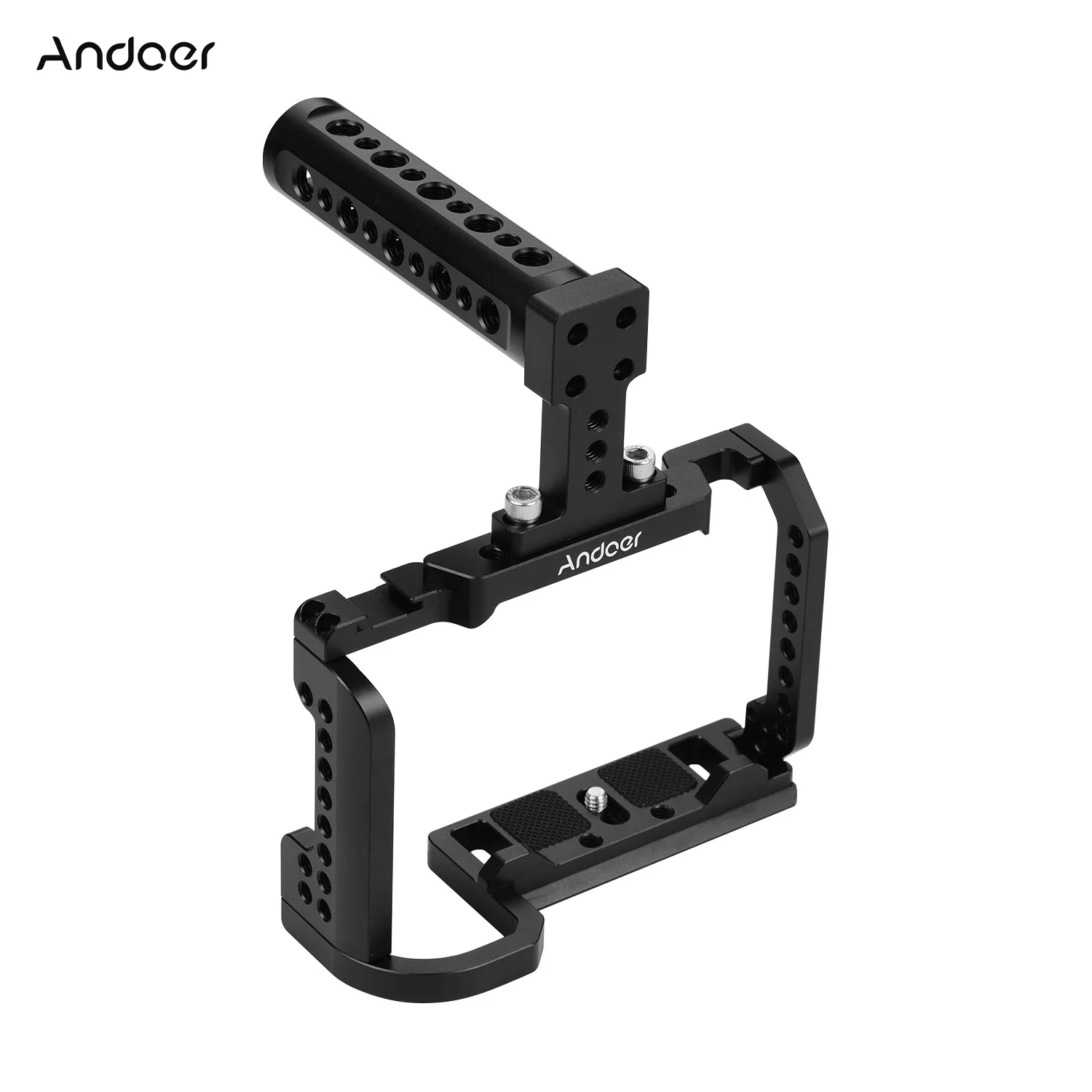 Andoer Video cámara Cage + Kit de mango superior aleación de aluminio con montaje en Zapata fría 1/4 pulgadas agujeros de tornillo Compatible con Nikon Z6/Z7