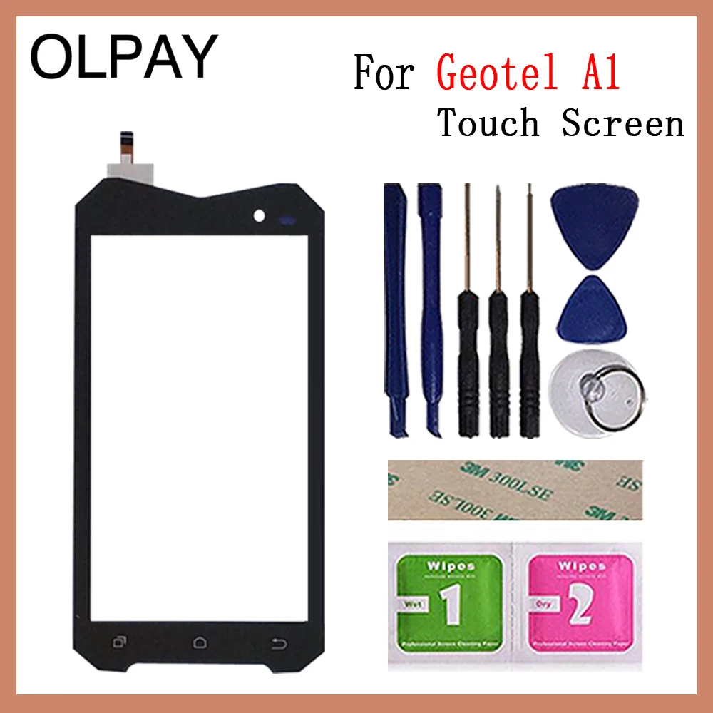 OLPAY для Geotel A1 4," сенсорный экран дигитайзер для Geotel G1 3g 5,0" Сенсорная панель Сенсорный экран сенсор Переднее стекло запчасти для ремонта - Цвет: Geotel A1 With Tools