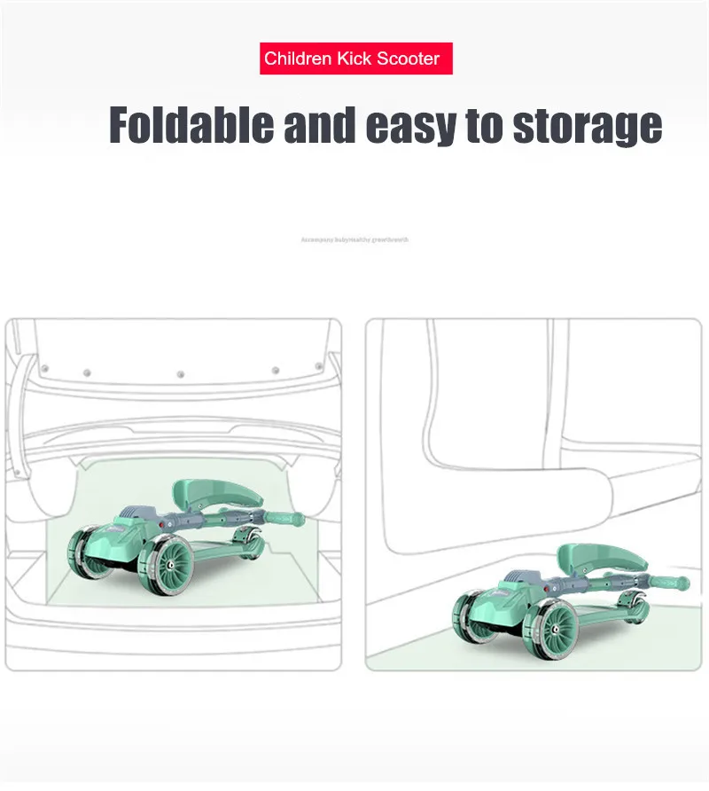 Складной Детский самокат с 3 колесами, кикборд с сиденьем для детей от 2 до 6 лет, детская игрушка, ходунки для малышей, подарок на день рождения