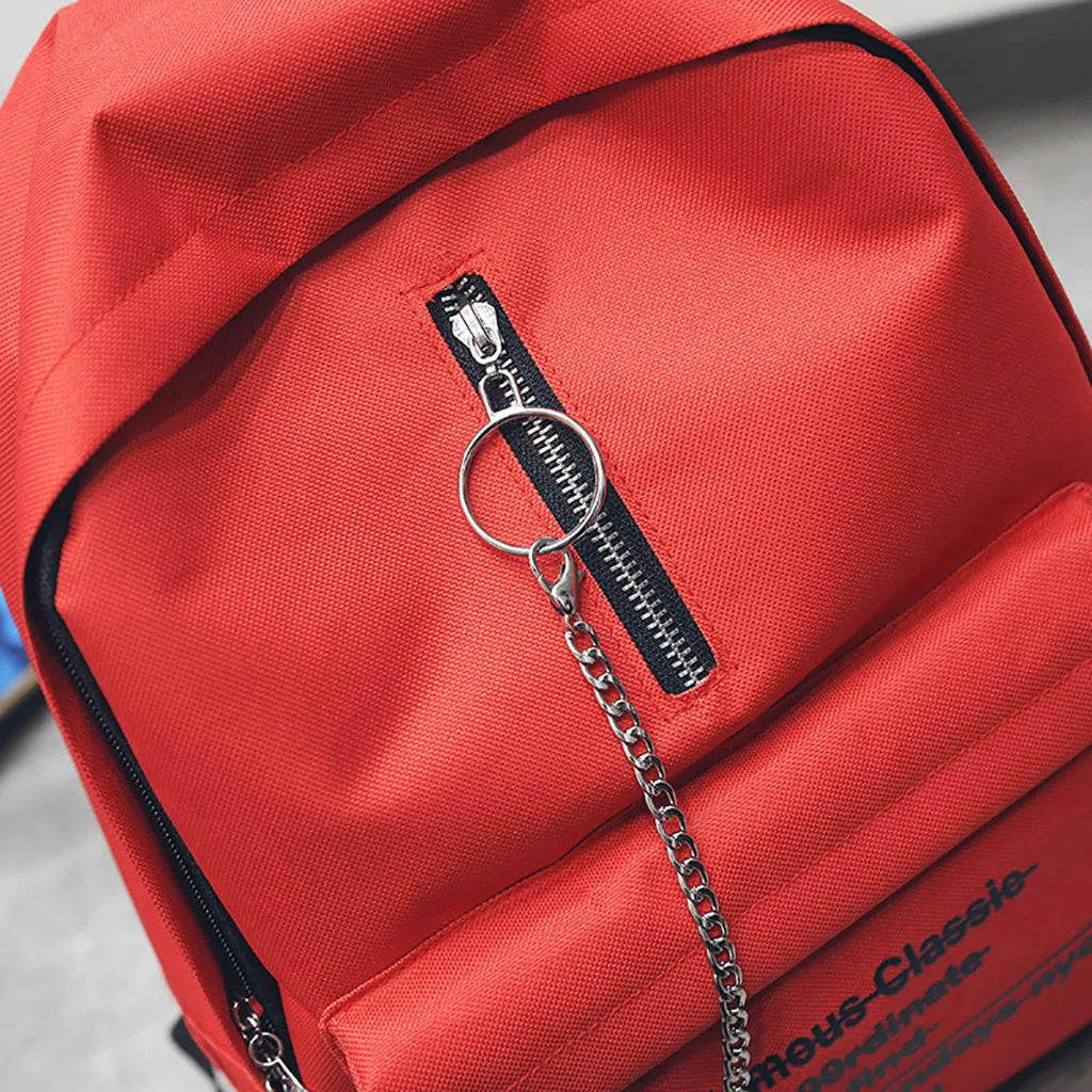 Корейский стиль, студенческий рюкзак с принтом алфавита, женская сумка на плечо, женская модная трендовая сумка на цепочке, рюкзаки, мужские школьные сумки#35