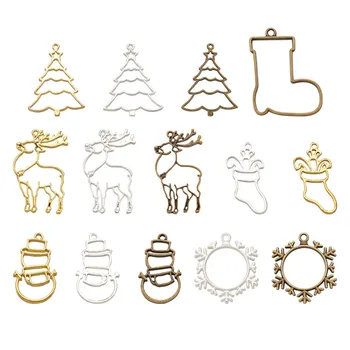 

Mixed Color 28pcs/box Christmas Theme Alloy Open Back Bezel Pendants For DIY UV Resin Epoxy Resin Pressed Flower Jewelry Making