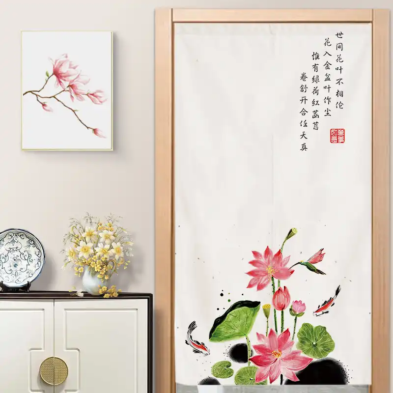 Chinese Style Lotus Curtain Living Room Decorative Curtain Bedroom Kitchen Partition Curtain Hanging Curtain Feng Shui Curtain Curtains Aliexpress