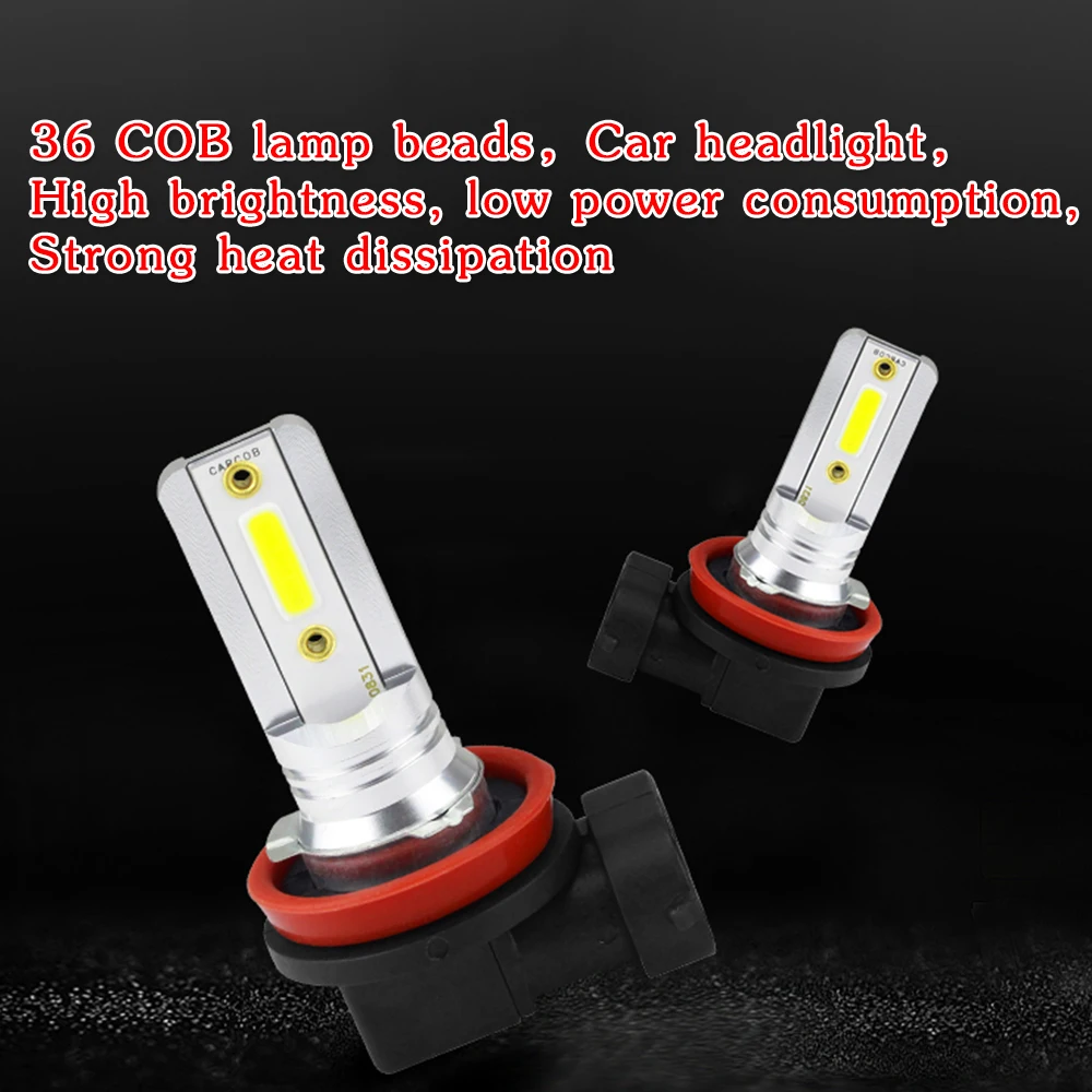 2 шт. H11 H8 12 V-24 V 100W Автомобильный светодиодный фары Противотуманные фары лампы 6500 к ксенон белый двусторонняя Автомобильный светодиодный налобный фонарь