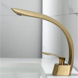 Tuqiu Basin Faucet Brushed Gold Bathroom Mixer Tap Grey/Black Wash basin Faucet Single Handle Hot and Cold Waterfall Faucet