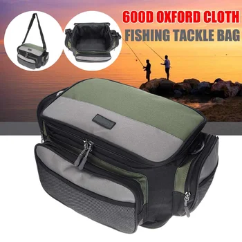 

1Pc Green Gray Fishing Tackle Bag Large Capacity Multifunctional Lure Storage Fishing Bags Oxford Cloth Outdoor Shoulder Bags