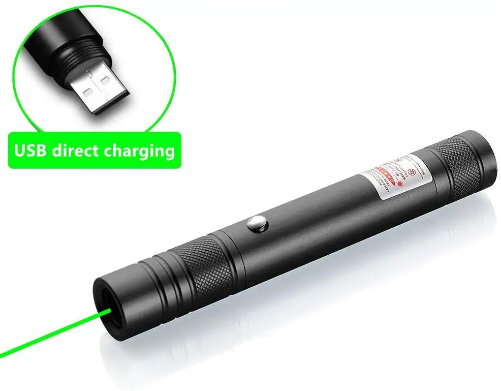 5mW Green Laser Pointer Pen Tactical 532nm USB Charging Focus Lazer with Light for Hunt Hiking Camp | Спорт и развлечения