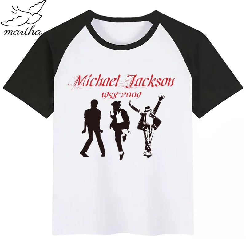 Майкл Джексон MJ The King of The Pop/футболка для маленьких мальчиков и девочек топ для маленьких мальчиков, Детская футболка с принтом, Забавные футболки Летние футболки с короткими рукавами