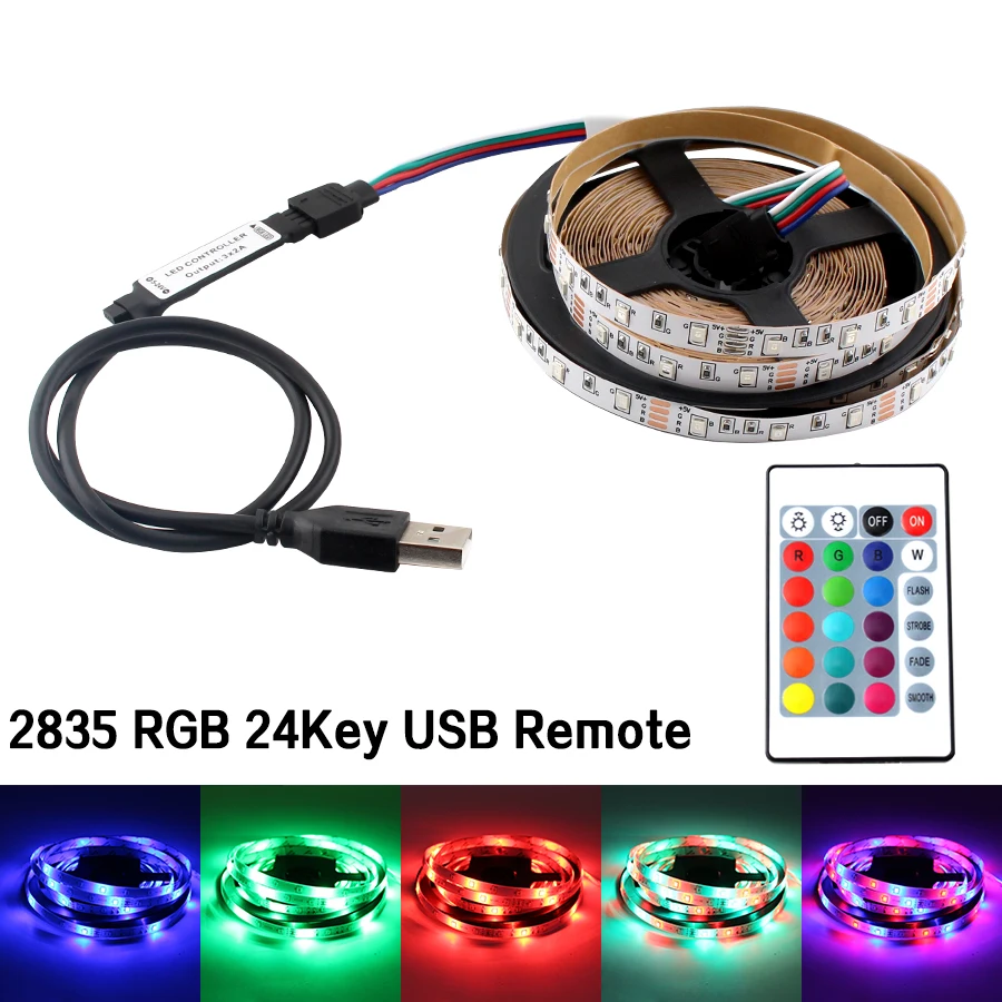 

5 V USB LED Strip RGB Flexible Light 60LED 50CM - 5M 2835 Neon Led Strip USB 5V Light RGB Ambilght TV Backlight Desktop Decor