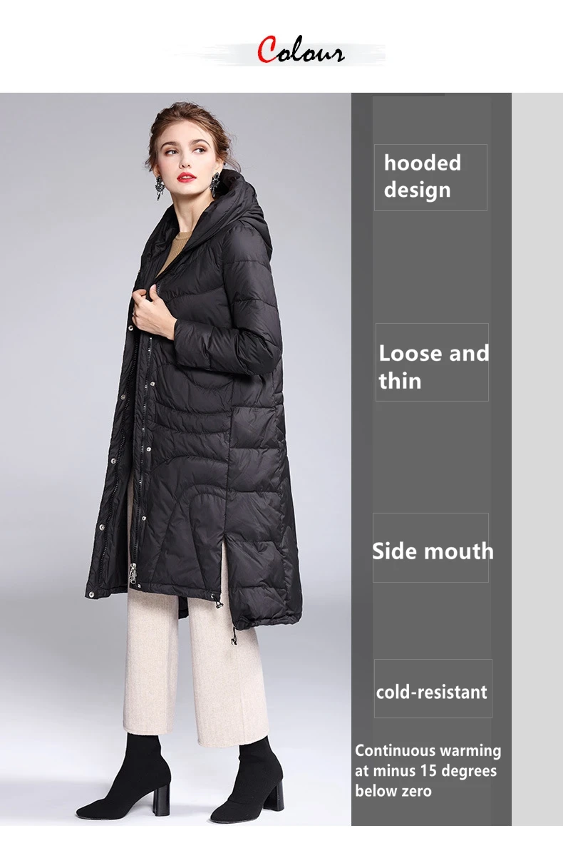 new design white down jacket drawcord loose short front and long back large size women jackets winter fashion warm coats