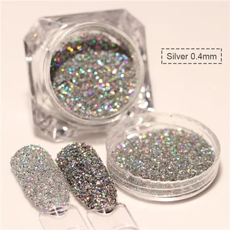 Silver(0.4mm) 1 г голографический блестящий для ногтей блестки неправильный лист бабочки хлопья блестки советы 3d-украшения для ногтей DIY пудра для ногтей - Цвет: Silver(0.4mm)