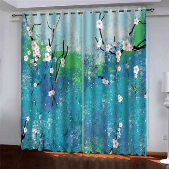 

customize Flower branch window curtain living room bedroom modern drapes 3D curtains 3Blackout curtains