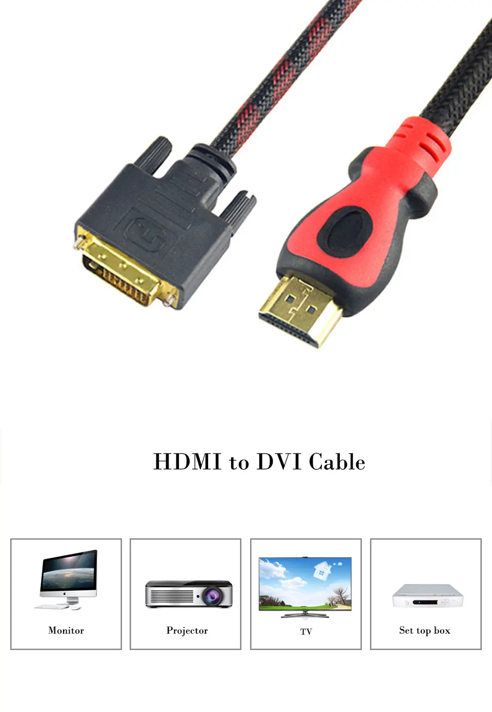 HDMI к DVI 24+ 1 Pin позолоченный адаптер конвертер Hdmi 1080P HD 3D монитор HDTV проектор ПК ноутбук