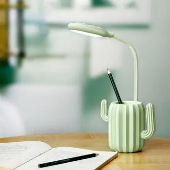 

Cactus pen holder desk lamp LED desktop eye protection charging reading lamp Cute children's room bedside night light