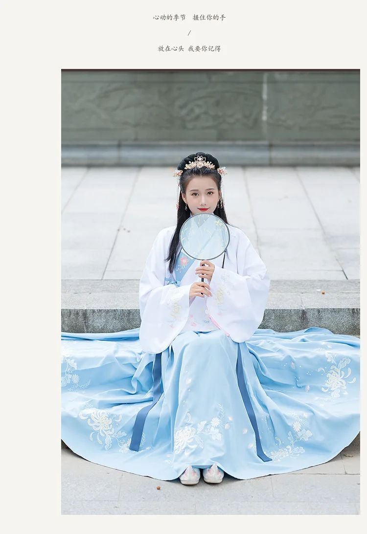 Вышивка танцевальные костюмы синий Hanfu женское платье феи народный фестивальный рейв наряд певцов традиционная одежда для выступлений DC3167