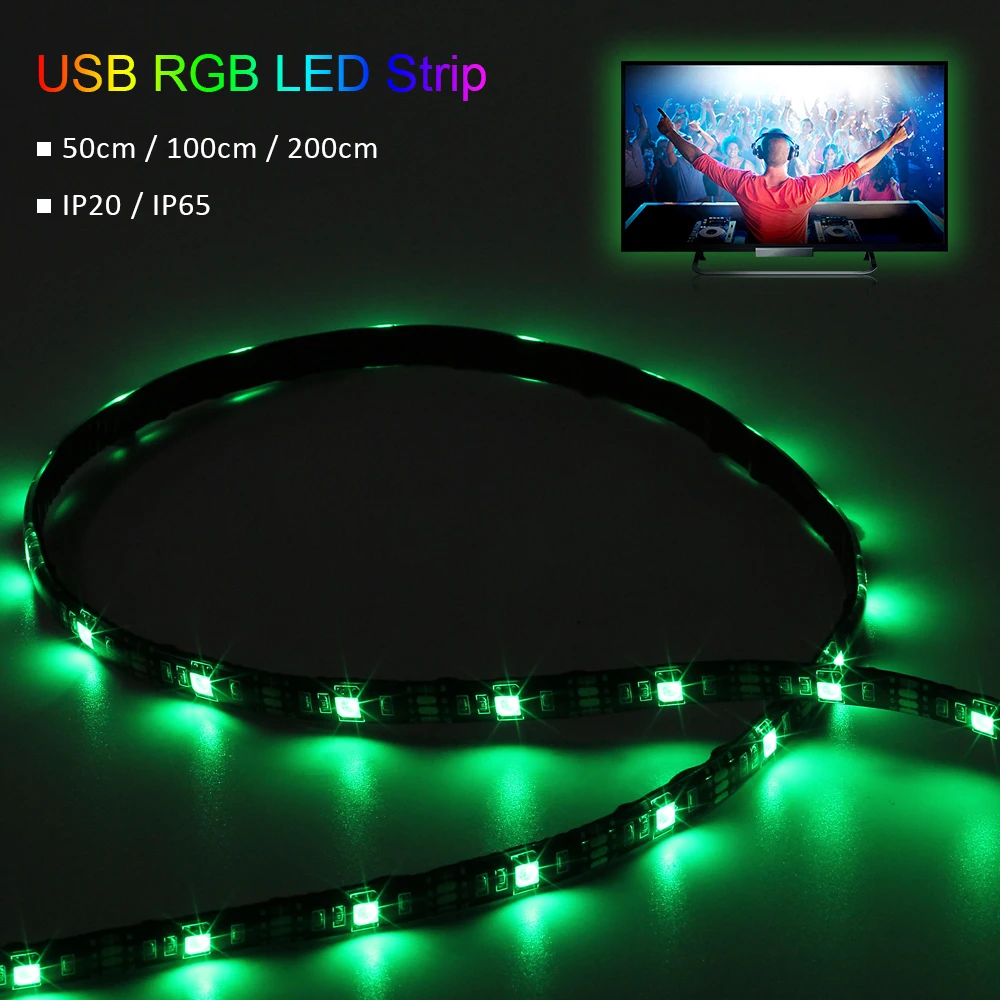 DC 5 в USB Светодиодная лента 5050 водонепроницаемый RGB светодиодный светильник гибкий 50 см 1 м 2 м добавить мини 3Key 17Key пульт дистанционного управления для ТВ фоновый светильник ing