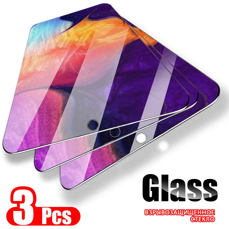 

3PCS Protective Glass For Samsung Galaxy A50 A40 Tempered Glass on For Samsung A10 A20 A30 A70 A80 A60 A90 Screen Protector Film