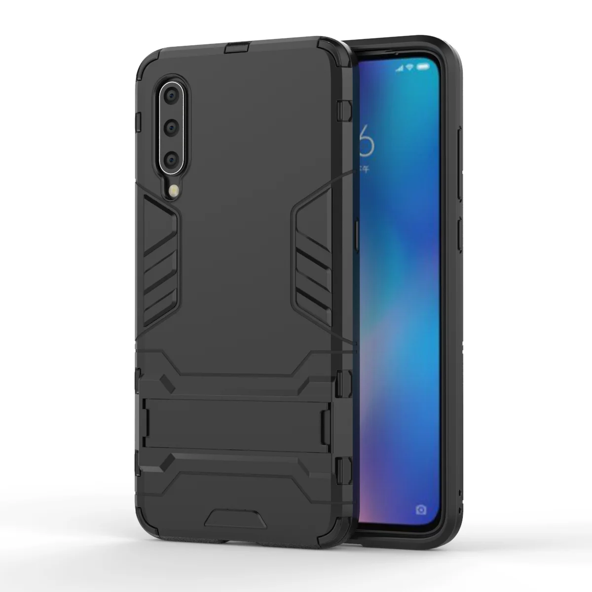 Black ZEALLION для XiaoMi Mi8 Mix 3 Red Note 7 Mi9 9SE Core Гибридный армированный противоударный Прочный пластик, силикон Kickstand чехол для телефона - Цвет: Black